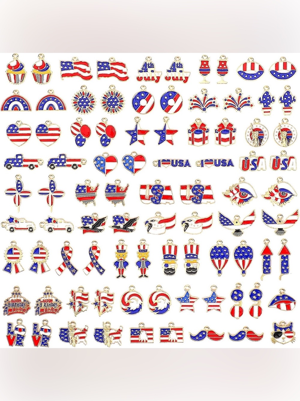 🇺🇸Patriotic Gold Enamel Charm Dangle Earrings🇺🇸